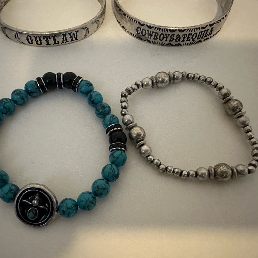 Silver and Turquoise Bracelet Set - Picture 3 of 4